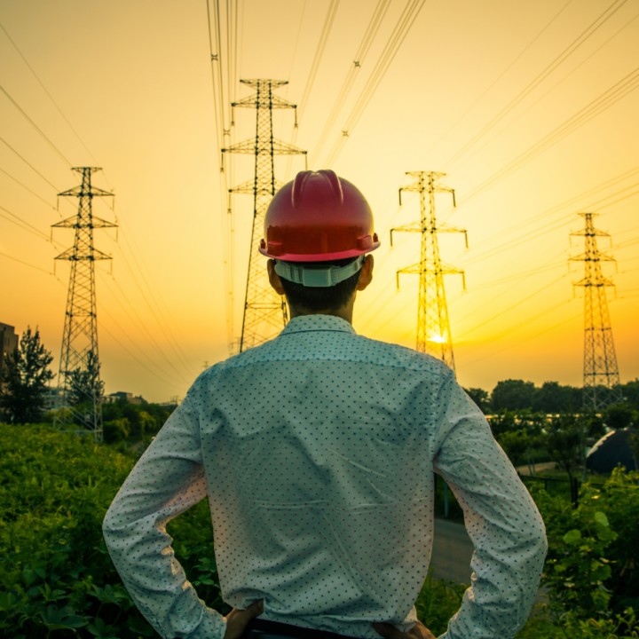 Engineer looking at the horizon